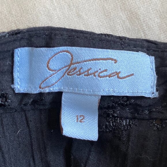 Jessica Black Embroidery 3/4 Sleeve Button Up Blouse Top Shirt Size Large 12 - Picture 8 of 9